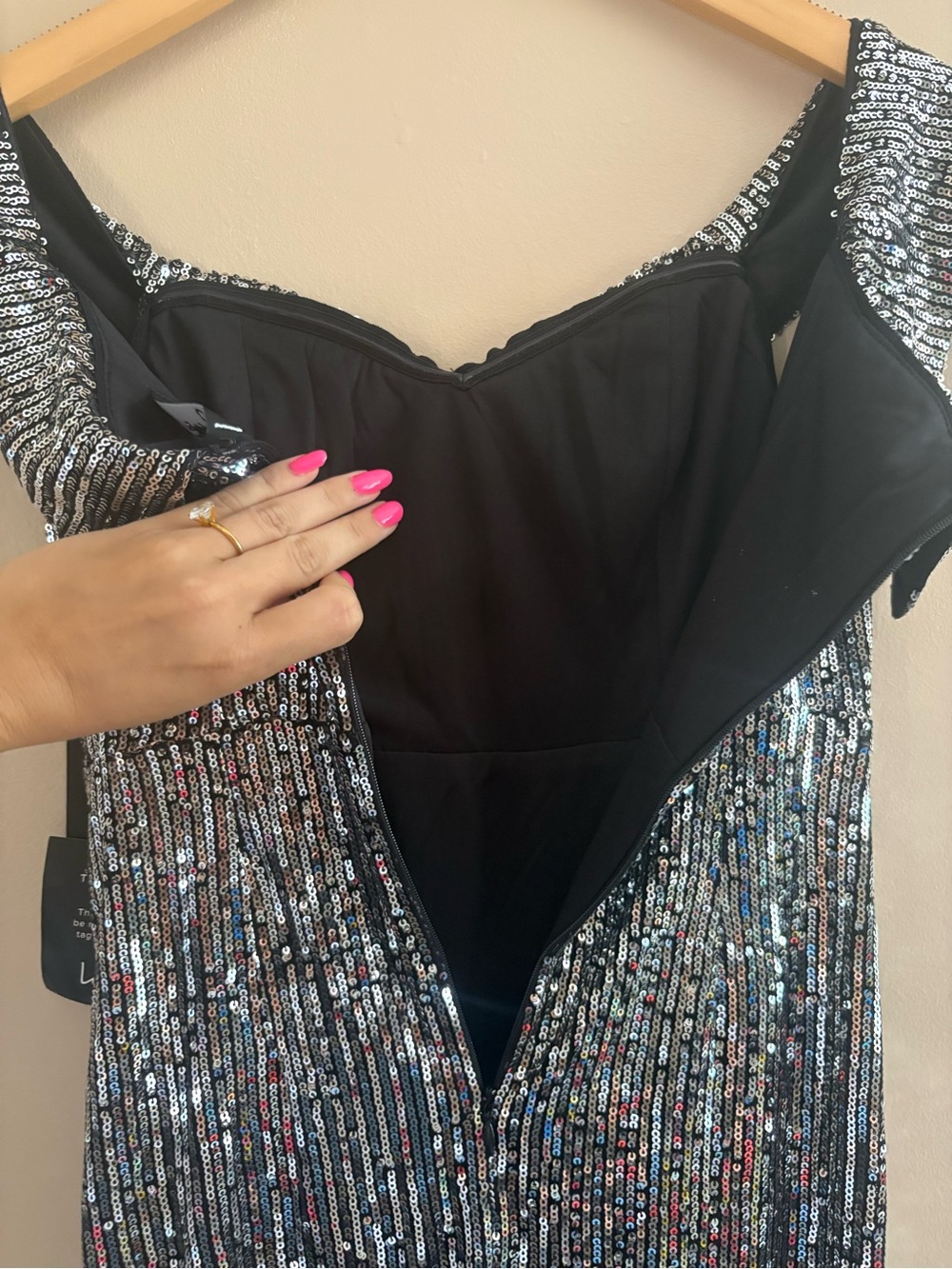 Lulus Once in a Lifetime Silver Sequin Off-the-Shoulder Mini Dress Size Small - Picture 9 of 11